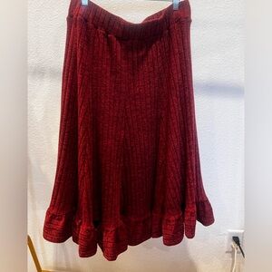 Anthropologie Pauline Midi A-Line Ribbed Sweater Skirt Ruffle Hem